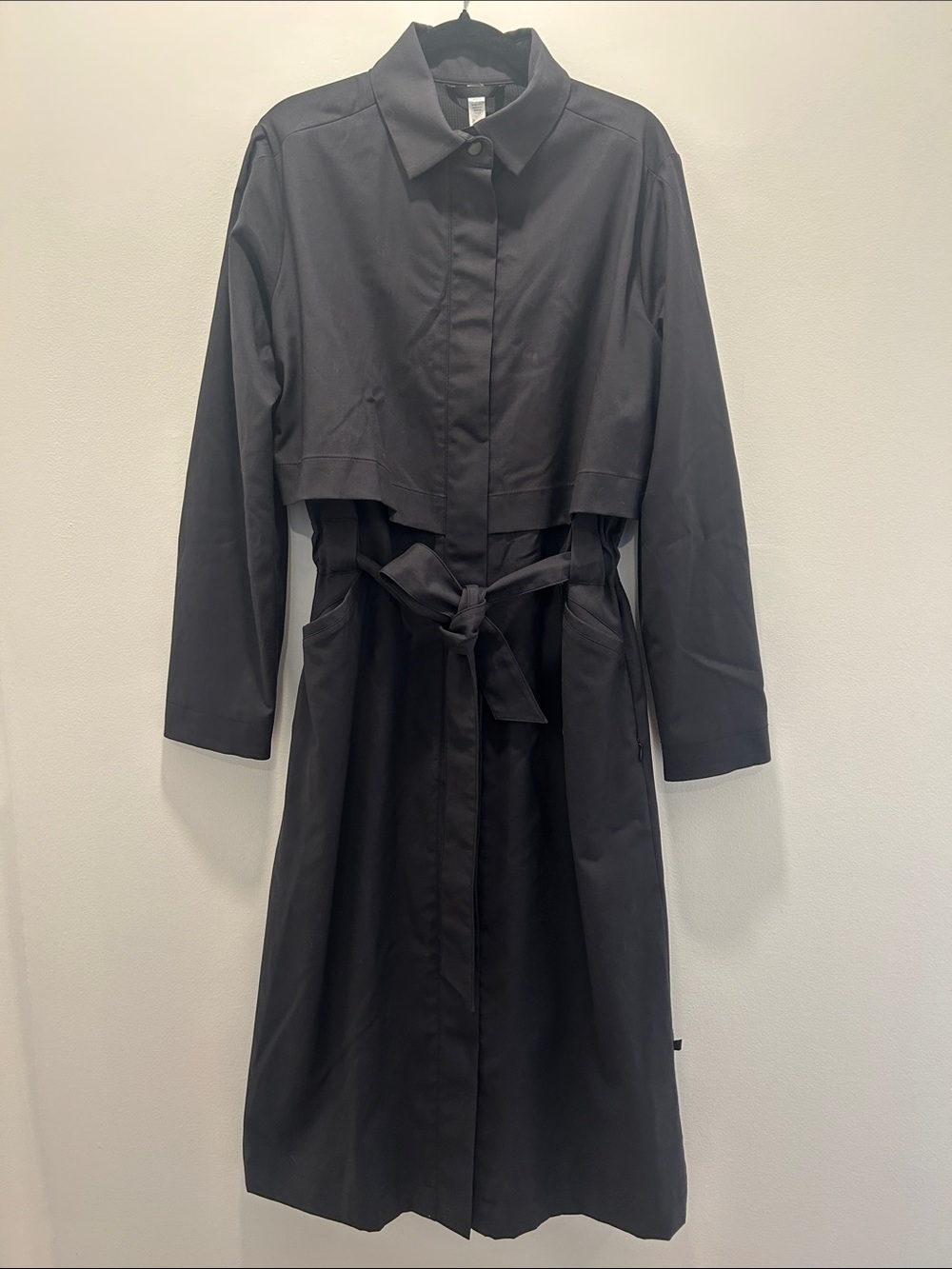 lululemon athletica Black Long Trench Coat with Waist Tie